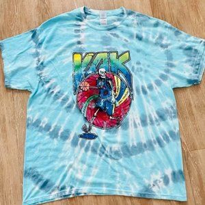 Vintage Tie-Dyed Kak Surf Basketball Skeleton Tee - XL